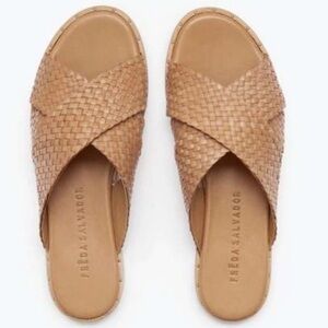 Freda Salvador Dew Criss Cross Sandal, Woven Caramel, Size 8.5
